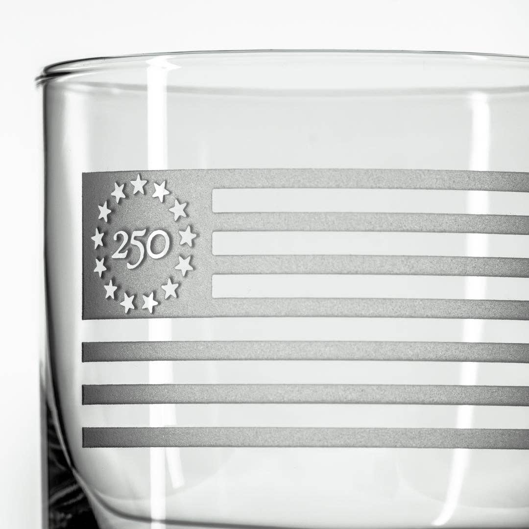 America250™ Betsy Ross Flag 10oz On the Rocks Whiskey Glass | Set of 12