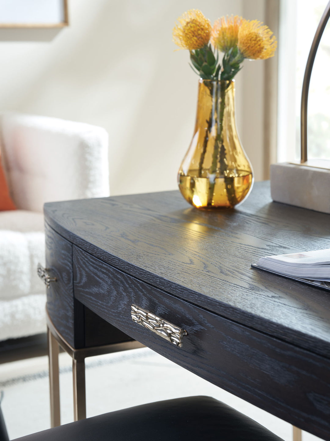Windsor Park - Brookings Writing Desk - Dark Brown / Gold