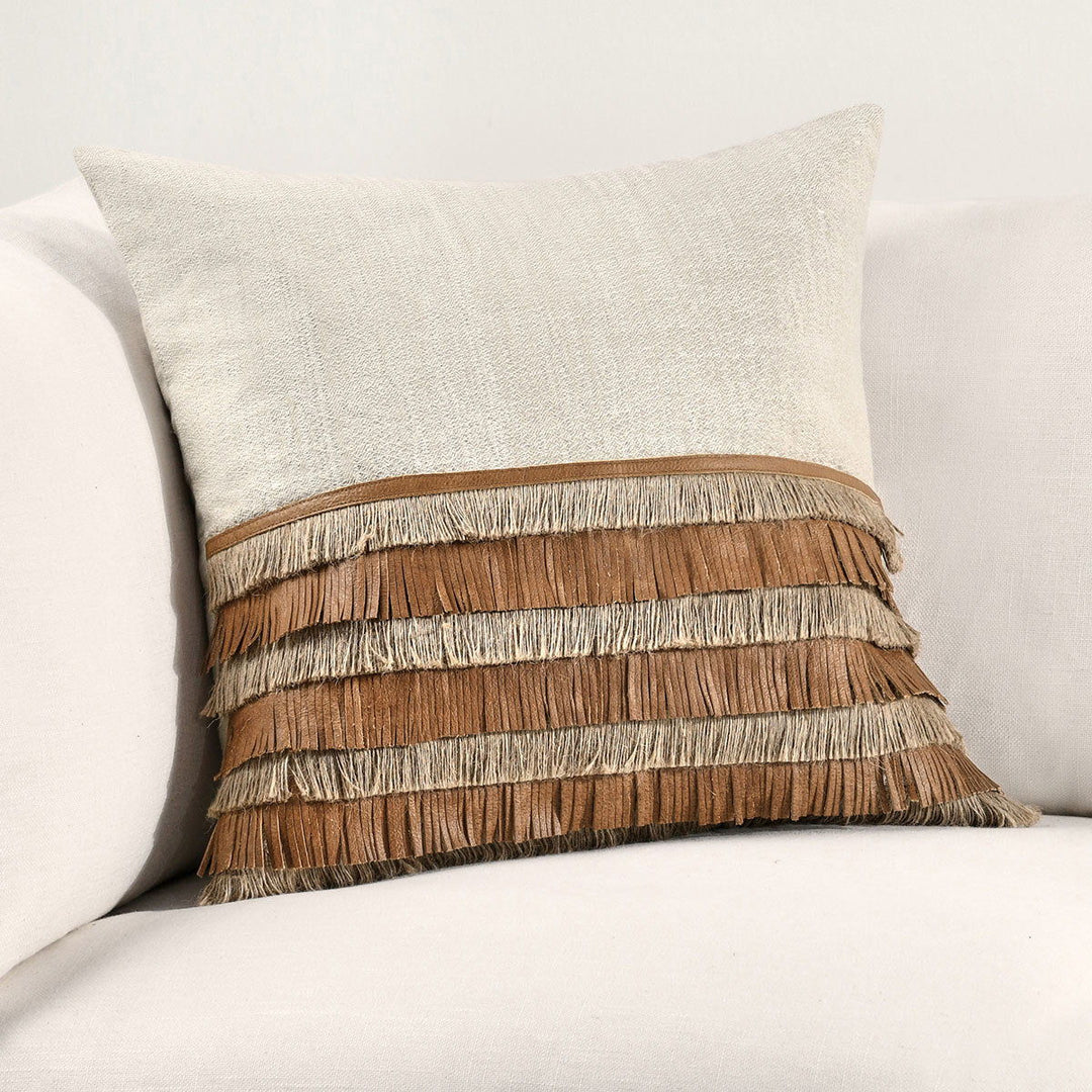Timeless - TL Casa Leather Pillow - Chestnut/ Natural
