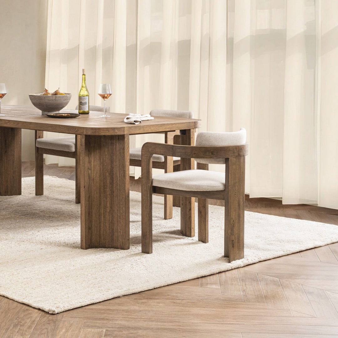 Labelle - Dining Armchair - Beige / Dark Brown