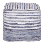 Los Andros Blue/White Striped Cotton Square Pouf Ottoman
