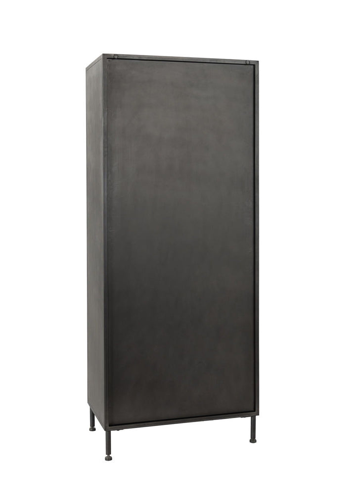 Nore - Metal/Glass 2 Door 2 Drawers Tall Cabinet - Black