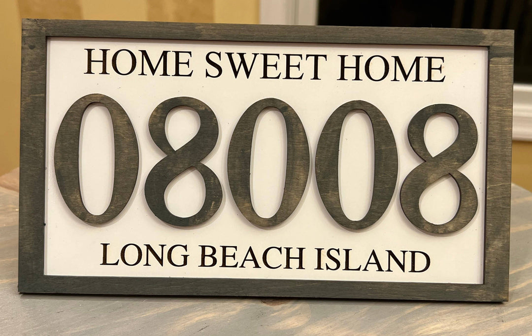 Personalized Zip Code Wood Sign: Gray