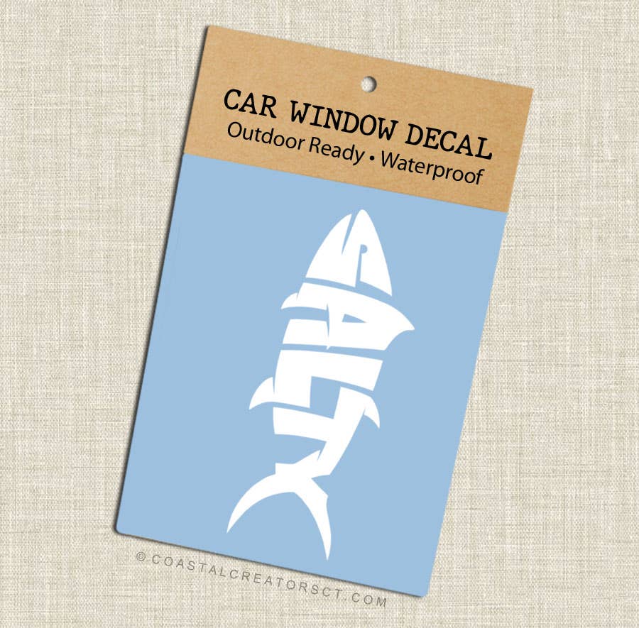 Salty Fish (Fishing) Car Window Vinyl Decal (White)