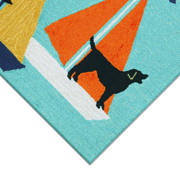 Frontporch Sailing Dog Indoor/Outdoor Rug: Blue / Polyester; Acrylic / 1'8" x 2'6"