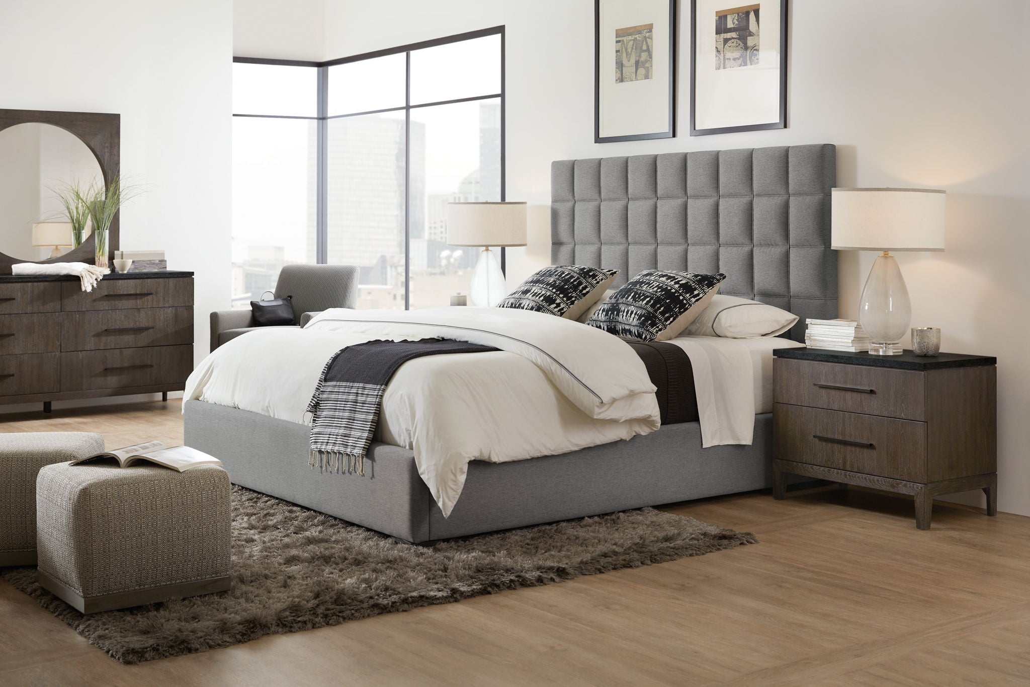 Mir-Avent - San Marcos Stone Top Nightstand - Dark Gray / Dark Brown