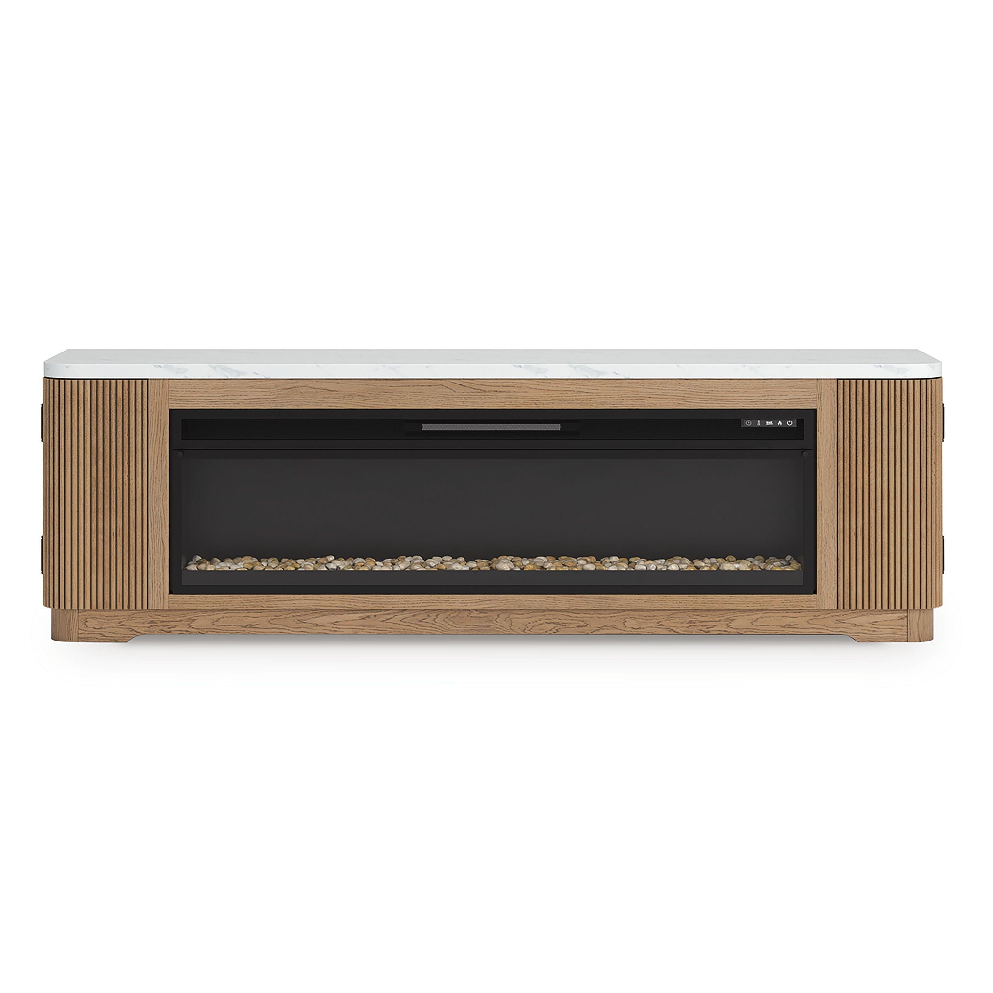 Camdill - 80" TV Stand With Electric Fireplace - Light Brown