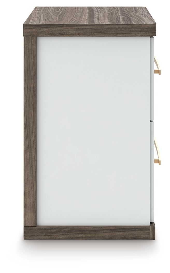 Kendanport - Brown / White - Two Drawer Night Stand