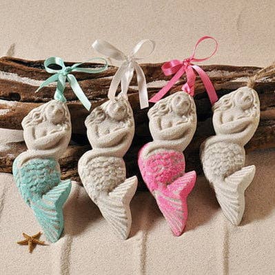 Mermaid Sand Ornament: Aqua Ribbon and Glitter