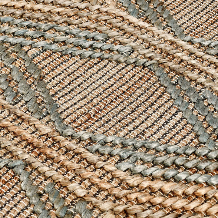 Natural Fiber - 2.6' x 8' Sylmar Rug - Natural / Mineral Blue