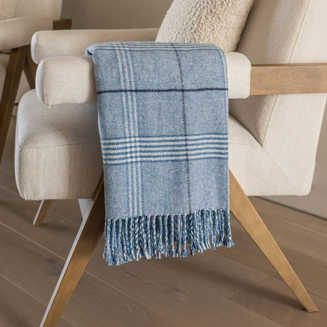 408 - Windowpane Plaid Throw: Stone