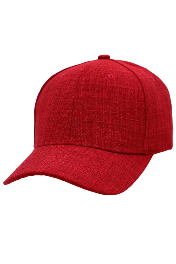 Jute Fabric Six Panel Snap Back Baseball Cap