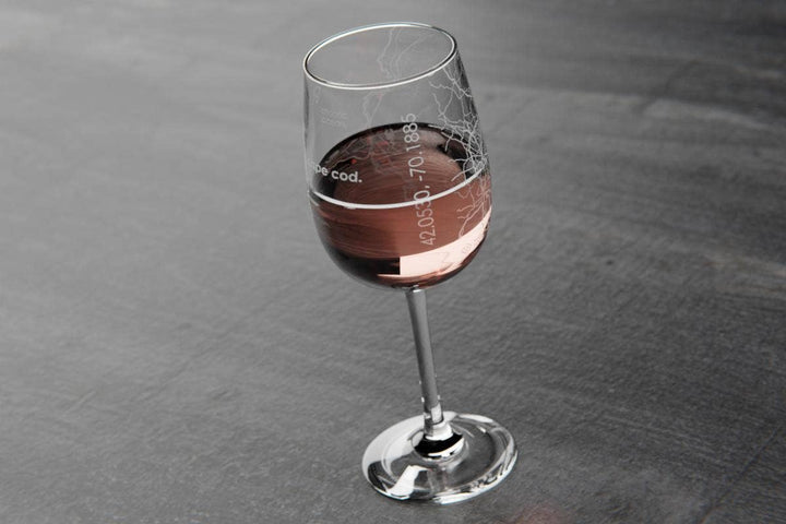 Cape Cod MA Map Stemmed Wine Glass