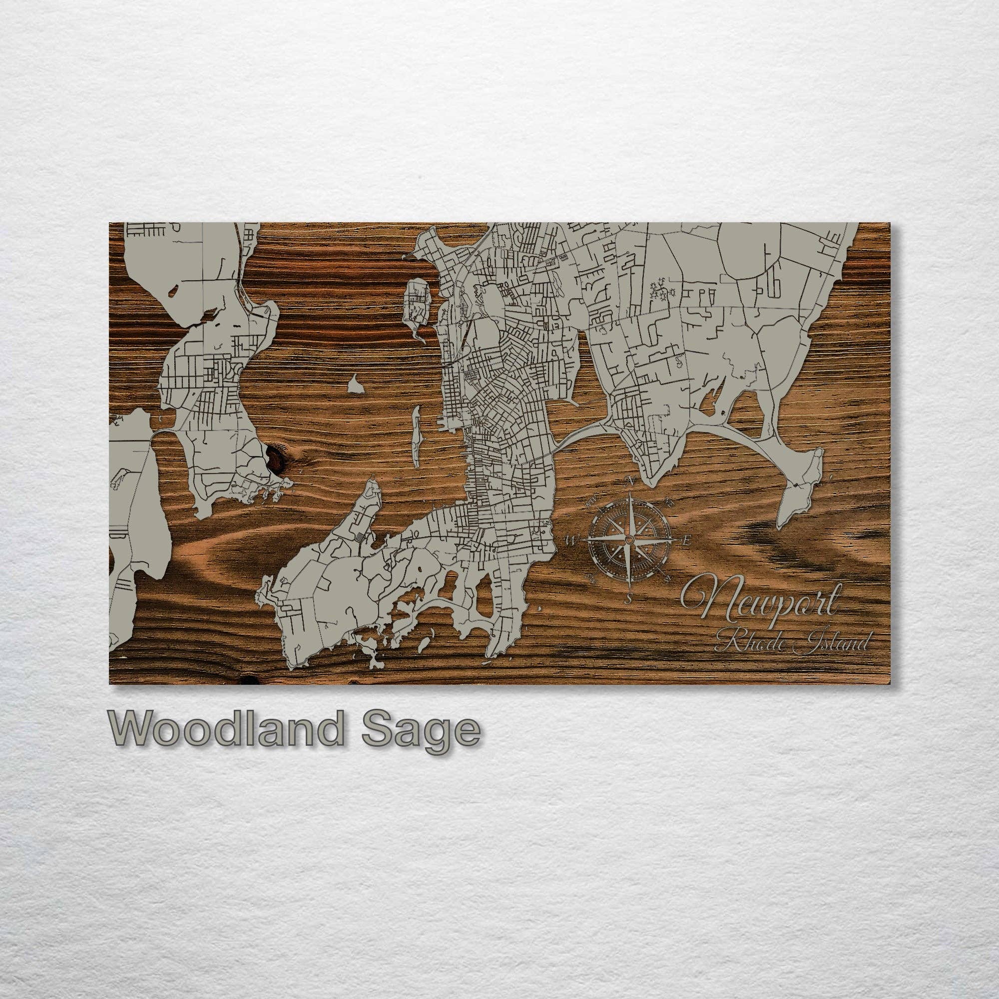 Newport, Rhode Island Street Map by Fire & Pine: Lunar Surface / Medium (18.75” x 31.5”)