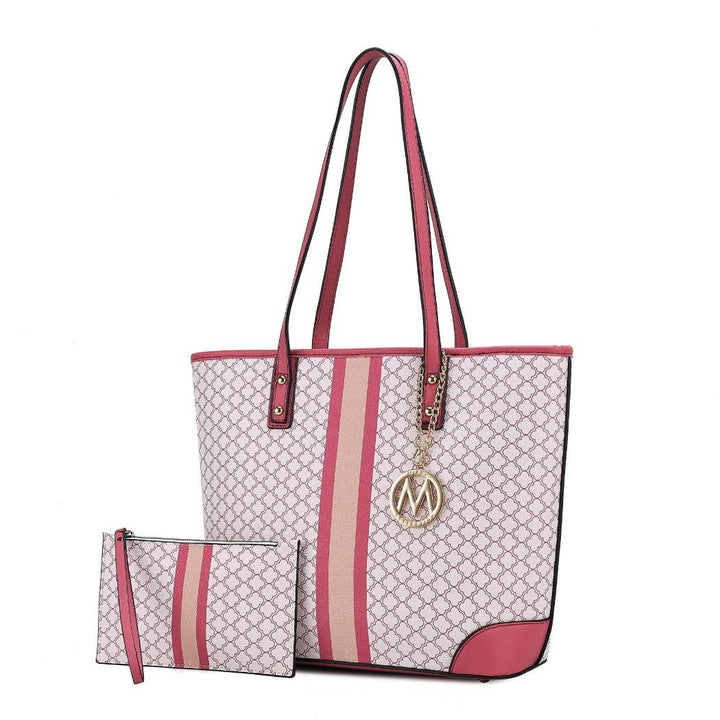 Arya Vegan Leather Women’s Tote Bag with Wristlet Pouch 2 pc: Nude-Taupe