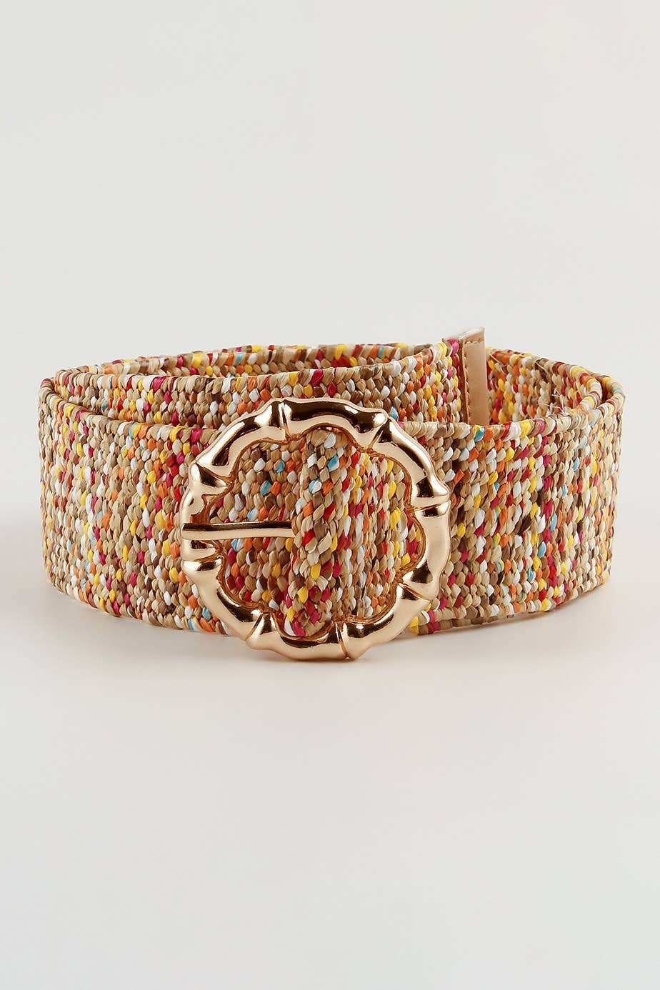 58928AHAOY- Bohemian Colorful Round buckle Women Belt: MULTI / ONE SIZE