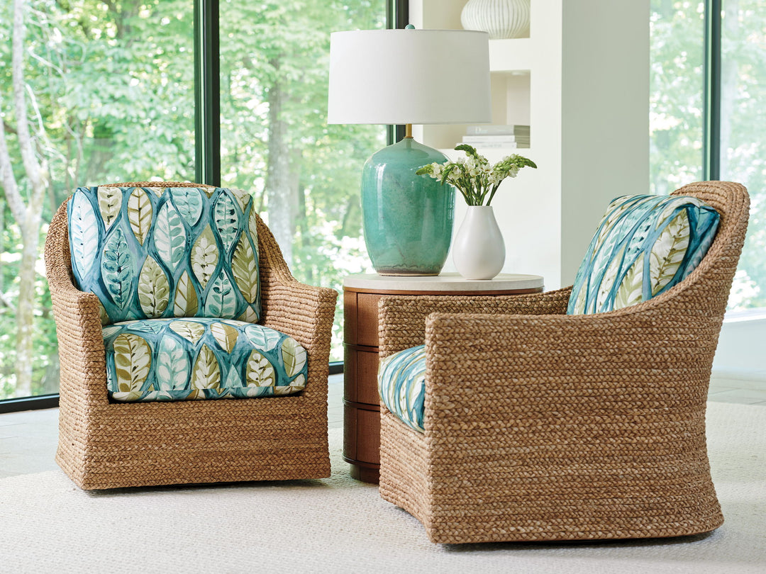 Palm Desert - Banning Raffia Round Lamp Table - Dark Brown