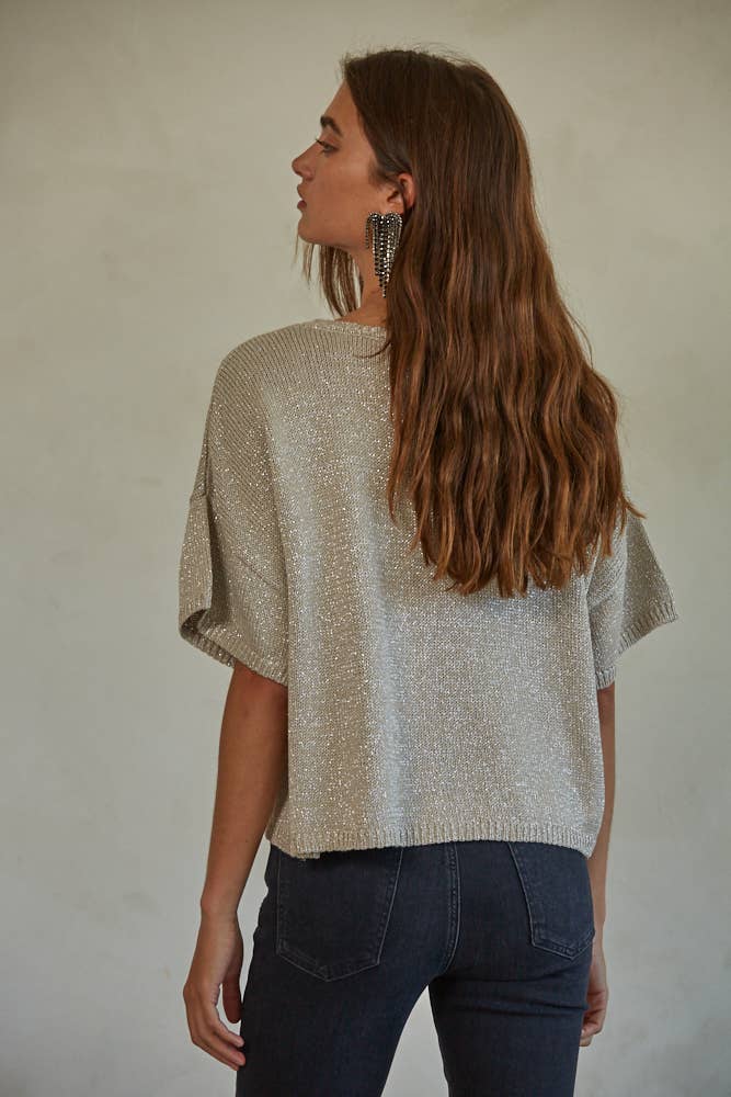 W1379 | THE ISADORA TOP: Grey Silver / L