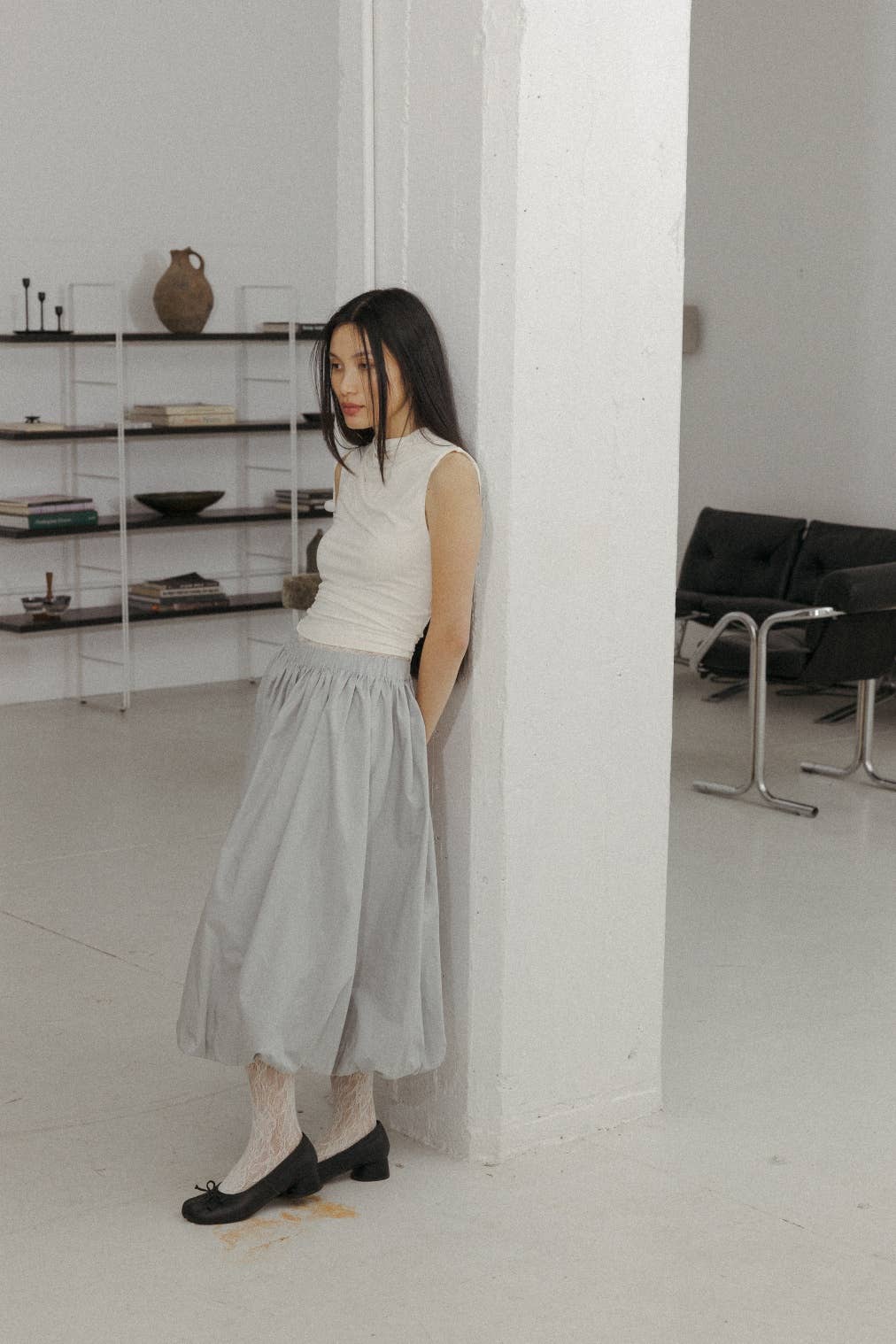 The Bella Skirt | Midi Bubble Skirt: BLACK / MEDIUM