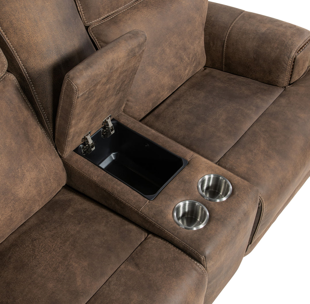 Wheeler - Power Console Loveseat With Power Headrest - Dark Brown