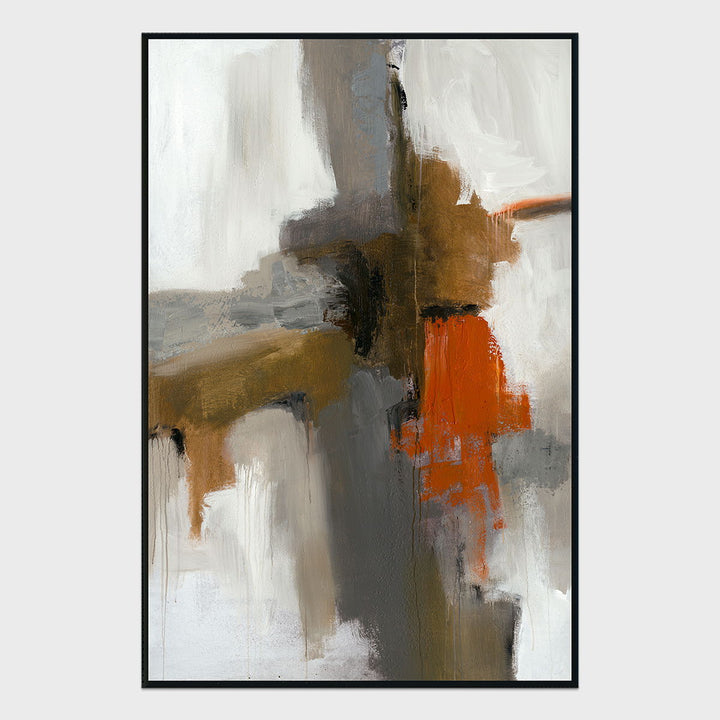 Burst - 40" x 60" Painting Art by Buddy Whitlock - Red & Dark Gray