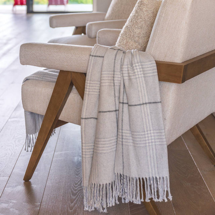 408 - Windowpane Plaid Throw: Stone