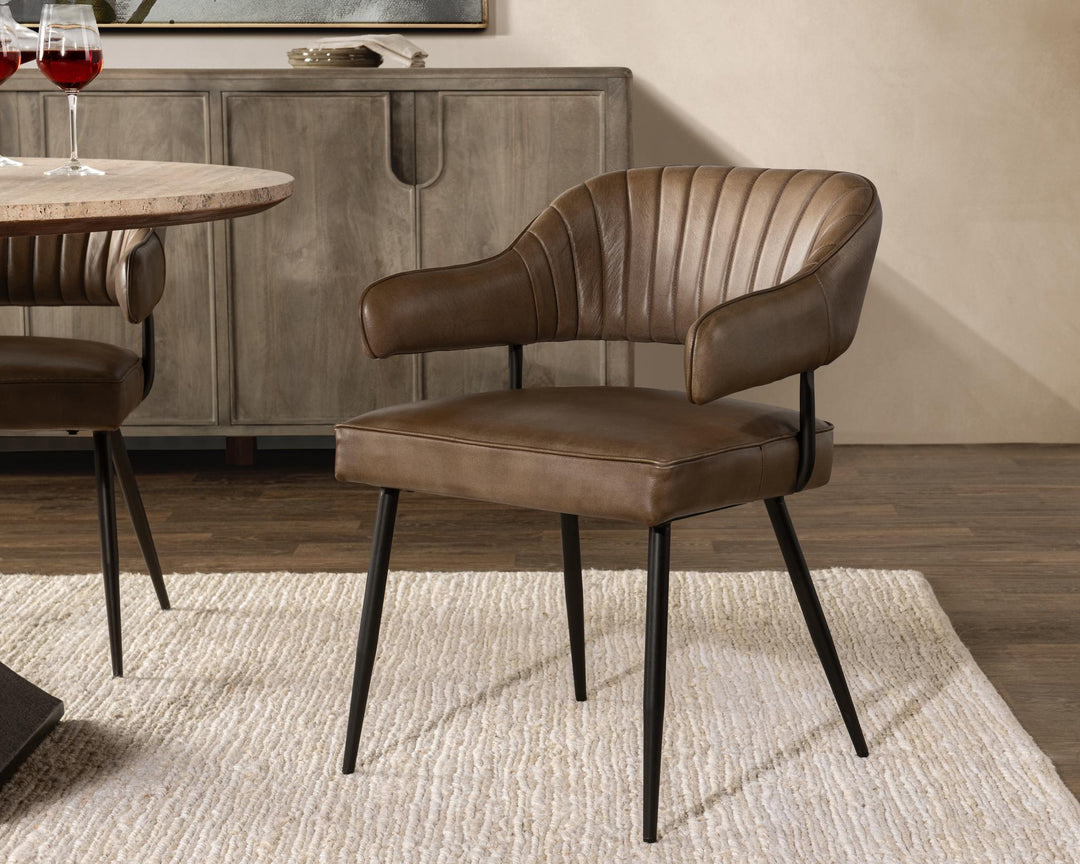 Ashford - Leather Dining Chair - Light Brown