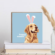 Golden Retreiver Bunny Ears Decorative Wooden Block