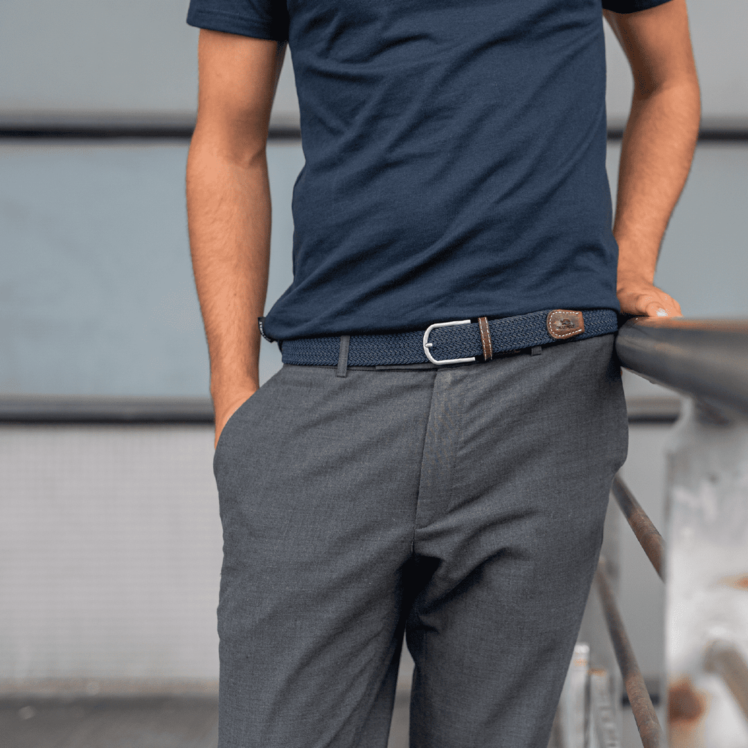 Slate blue elastic braided belt: Size 1