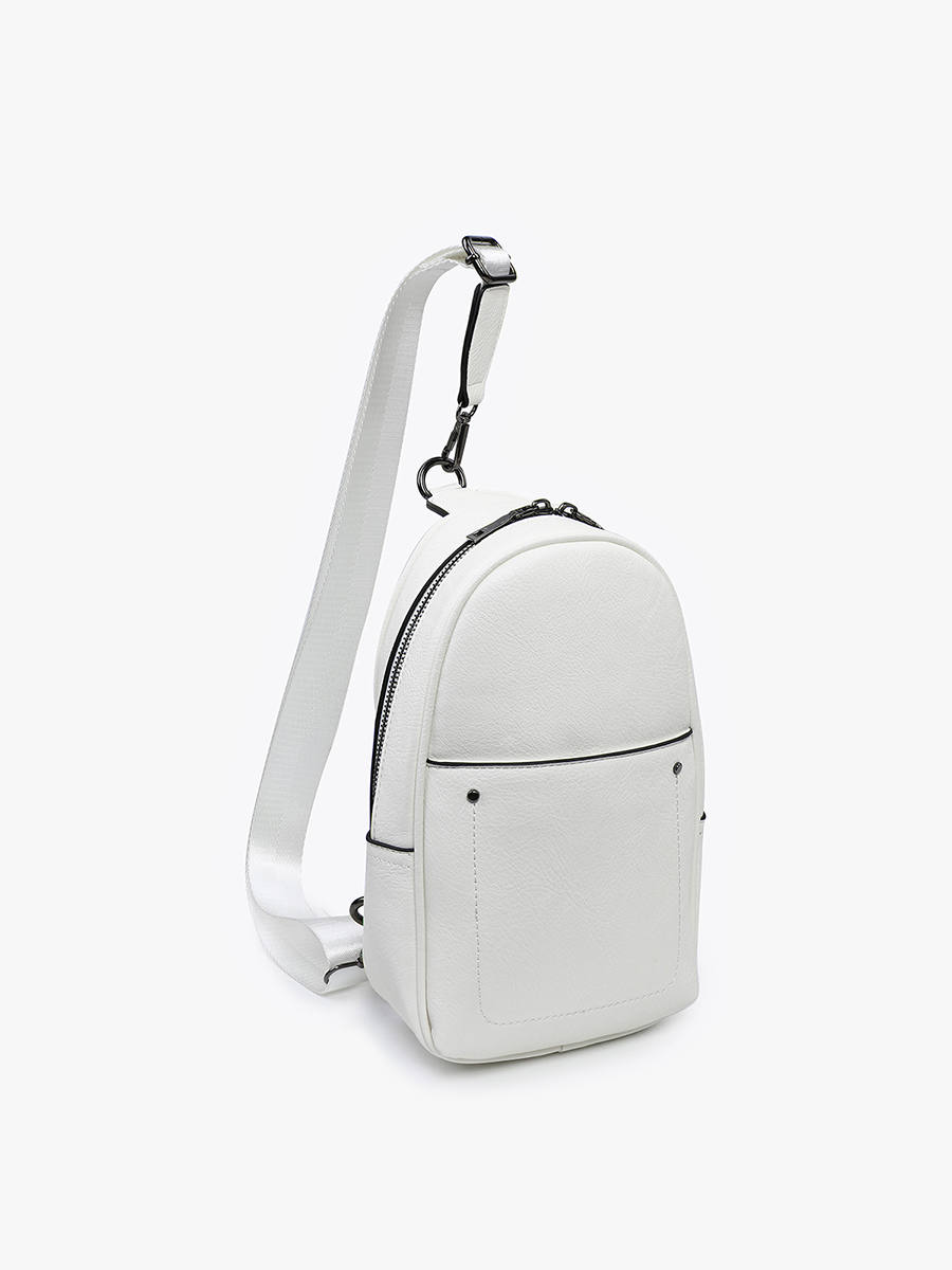 M2437 Pamela Sling Bag w/ Dbl Zip & Removable Strap: Charcoal