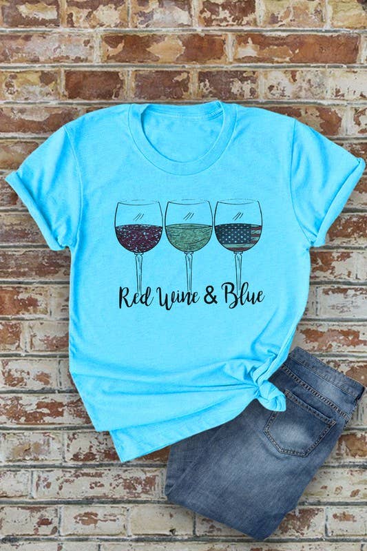 Red Wine & Blue, 4th of July, Unisex Short Sleeve T-Shirt: White / S
