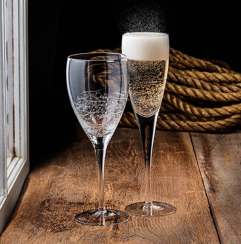Fish & Bubbles Wine Glass-9"H(16oz)-363