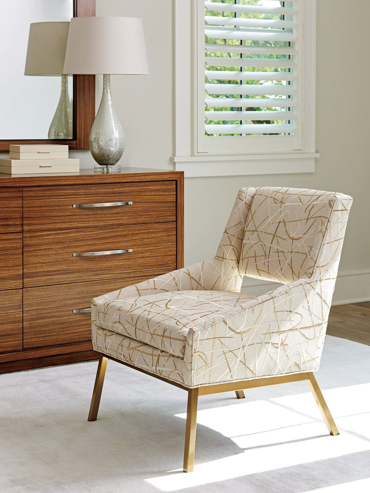 Kitano - Amani Upholstered Chair With Bright Brass Base - White
