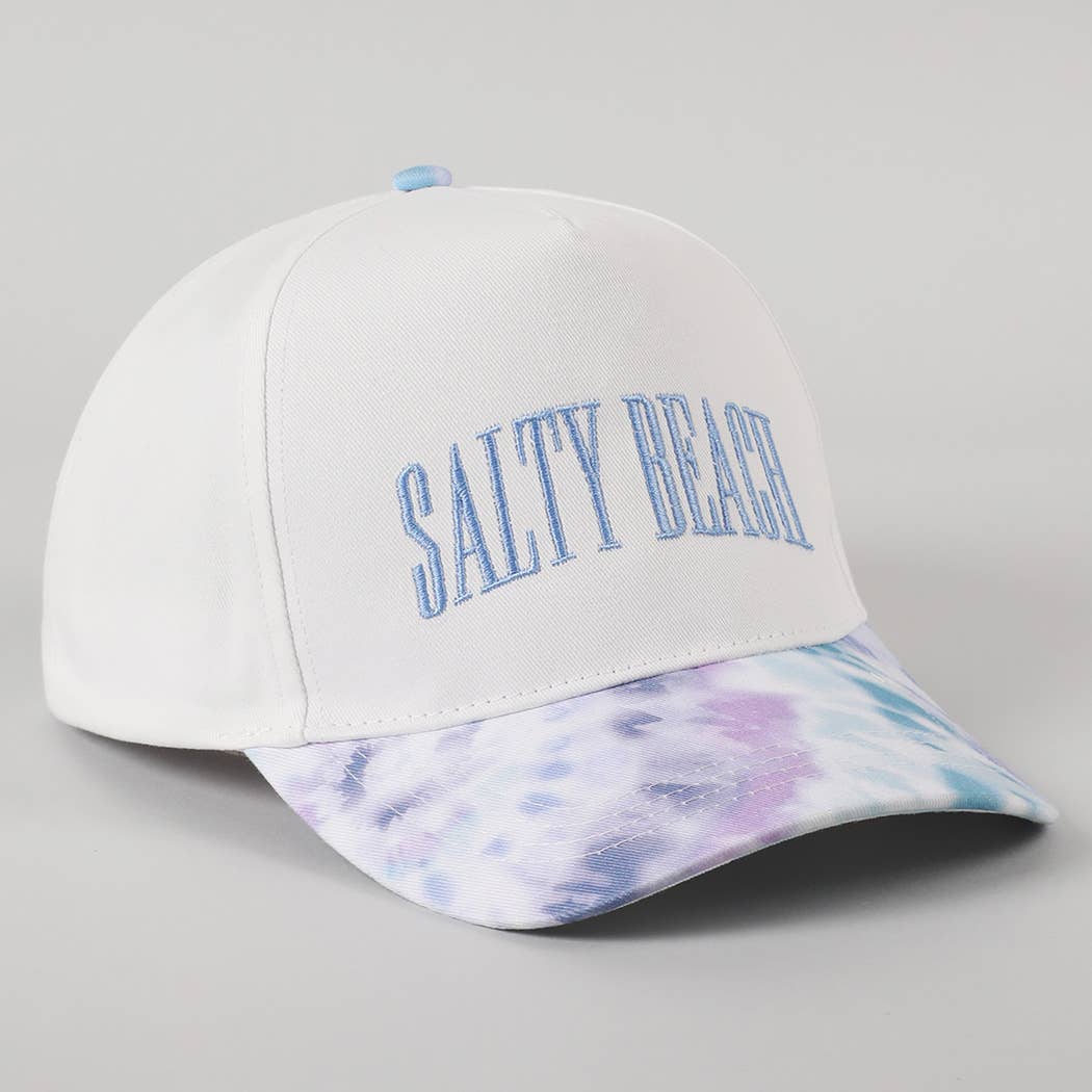 SALTY BEACH Embroidery Tie Dye Pattern Trucker Hat
