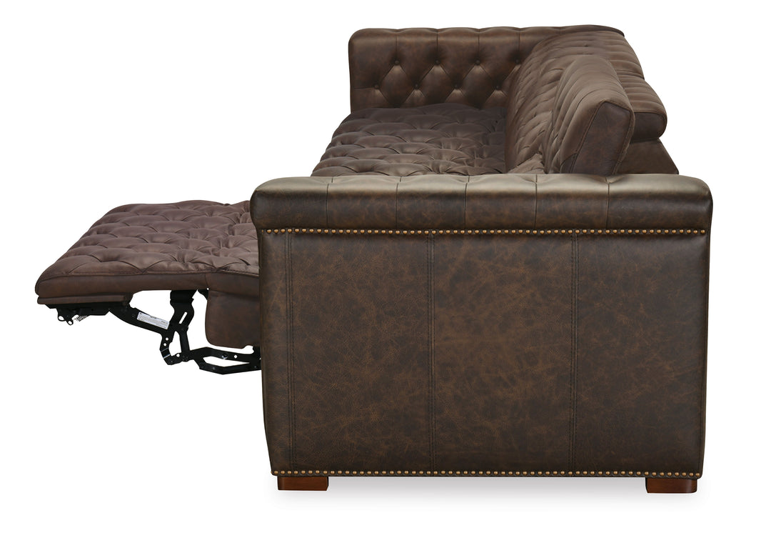 Savion - Deux 3 Seat Sofa With Two Power Recliners And Three Power Headrests - Dark Brown