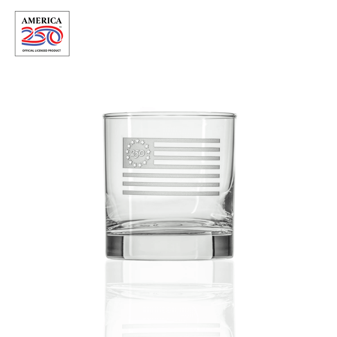 America250™ Betsy Ross Flag 10oz On the Rocks Whiskey Glass | Set of 12