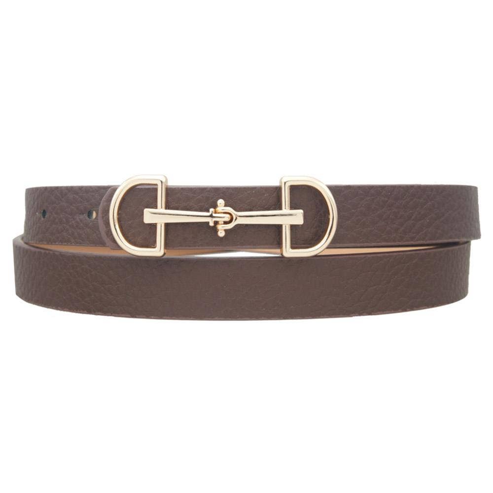 LUX D RING HORSE BIT BUCKLE SKINNY BELT IW20006