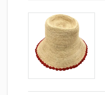 3" Kate Crochet Bucket Straw Hats W/ Colored Lace Weave Edge: Red
