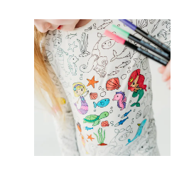 Mermaid Coloring Pajamas 2 piece set made from Bamboo: 7-8 Years