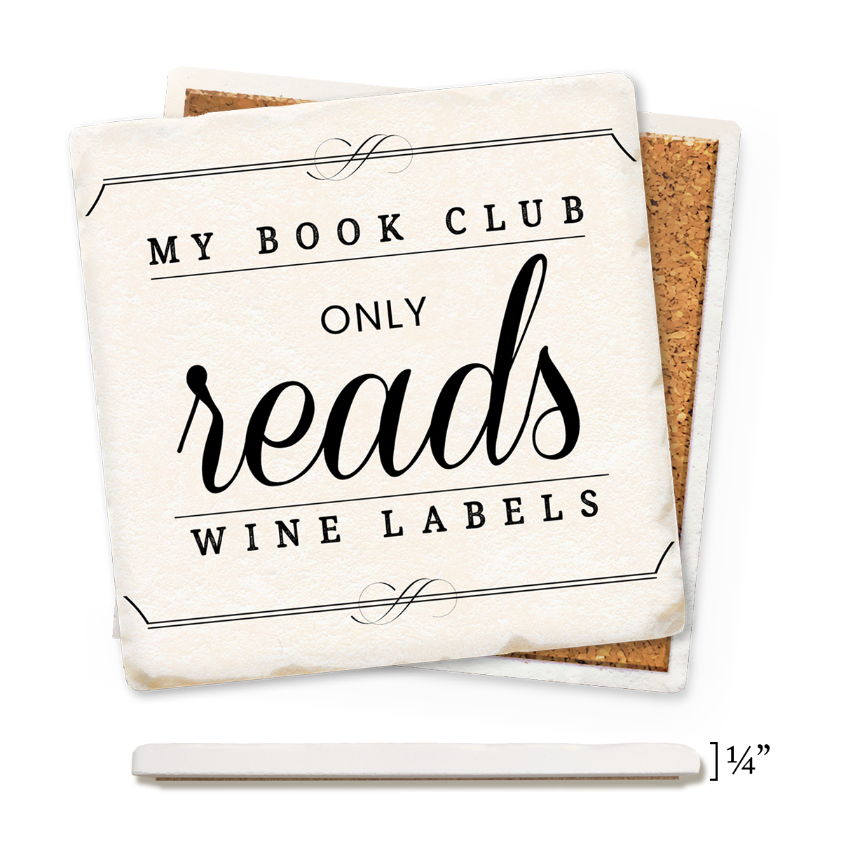 Economy Coaster - My Book Club Only Reads Wine Labels