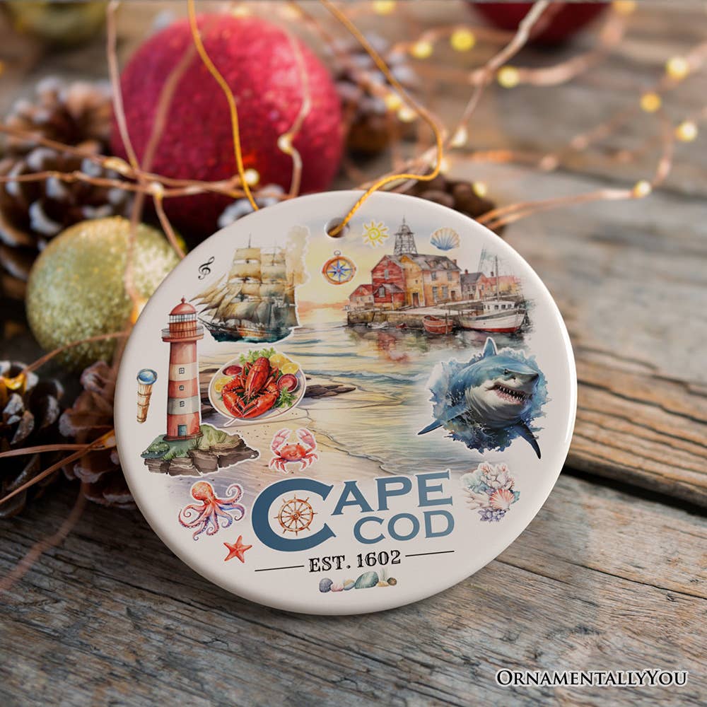 Artistic Cape Cod Exhibit Ornament, Massachusetts Souvenir