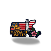 Massachusetts State Embroidered Patch State Shape Lighthouse Ship Souvenir Badge