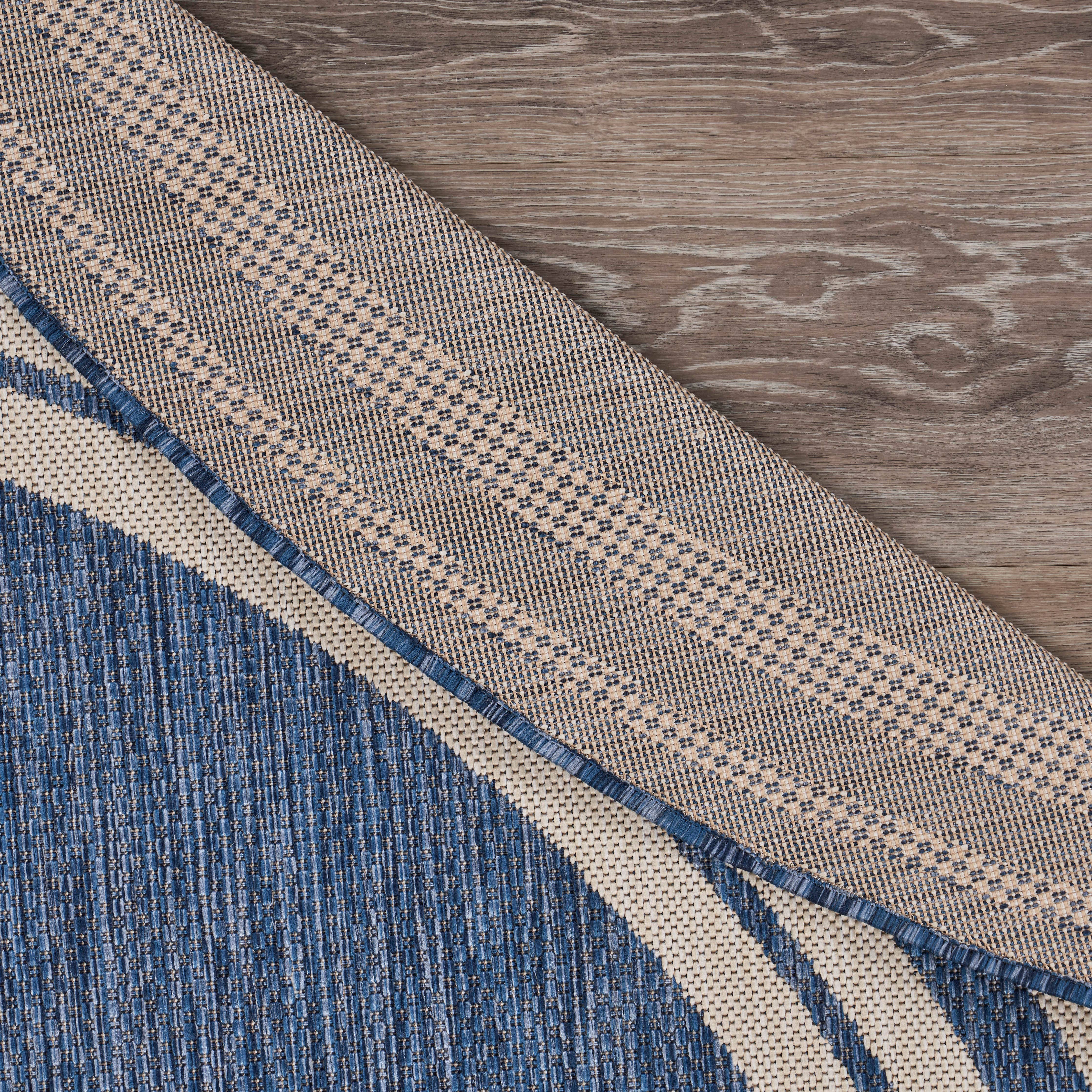 Samantha Navigate Navy Blue/White Indoor/Outdoor Area Rug: 7'6" x 9'5"
