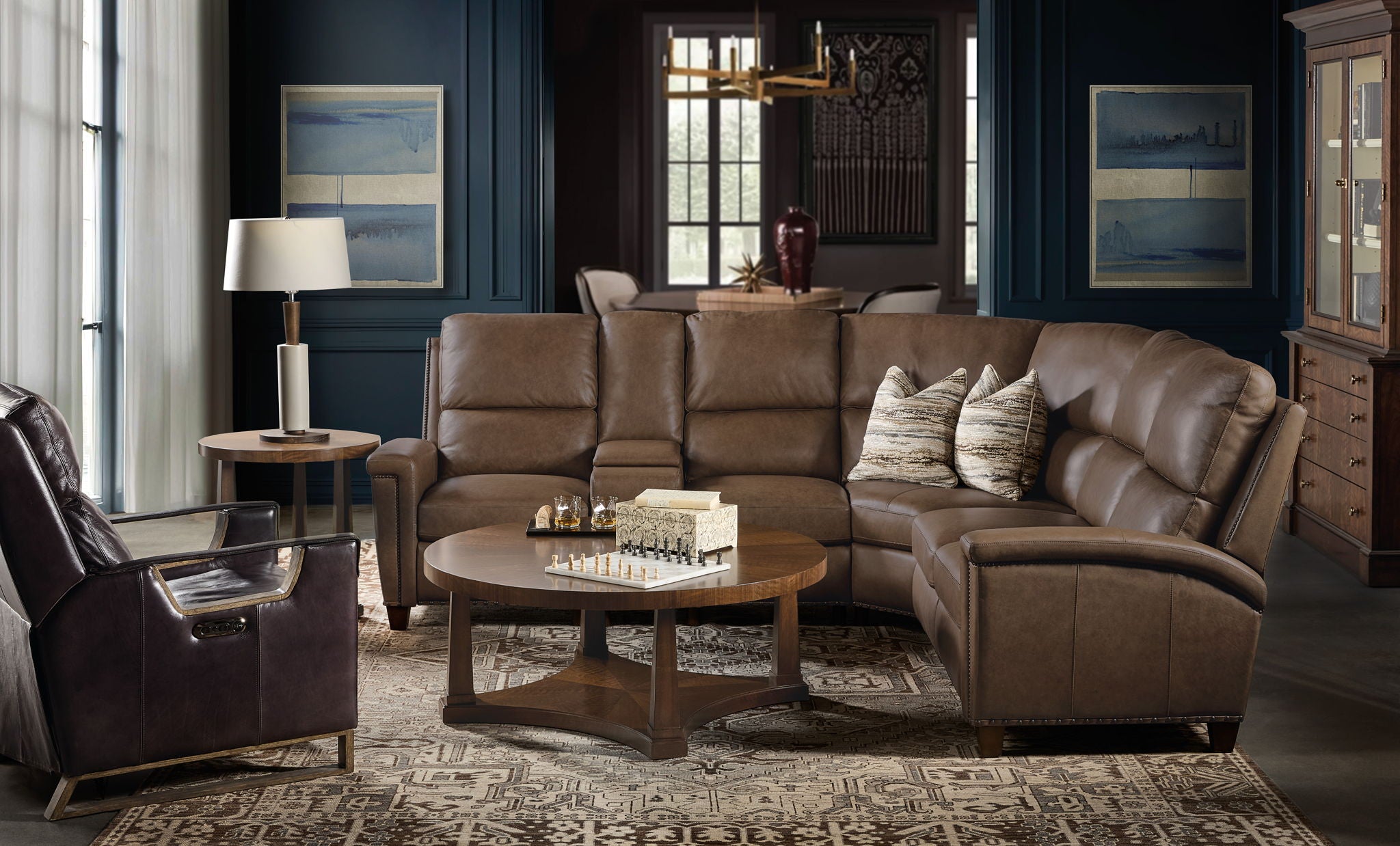 MS - Julian Six-Piece Power Reclining Sectional - Dark Brown