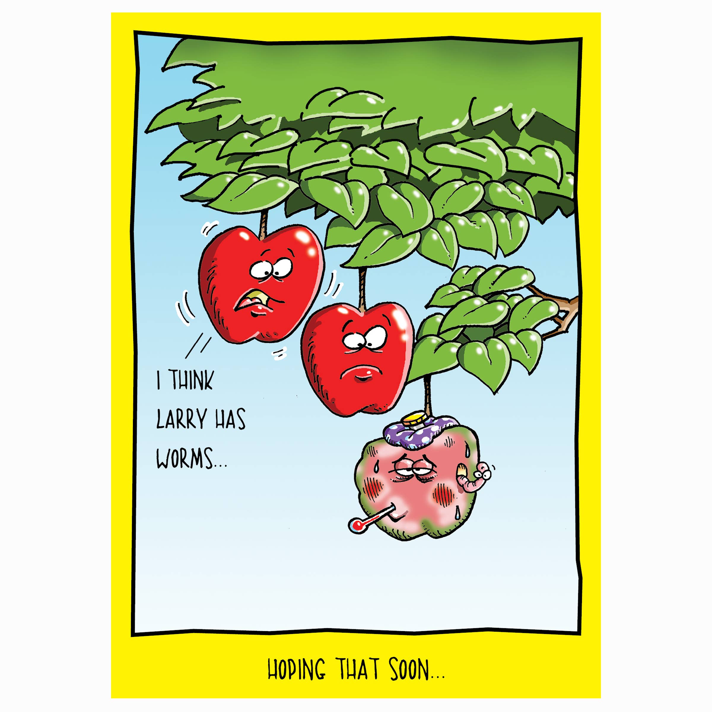 Apple with Worms | Funny Get Well Card