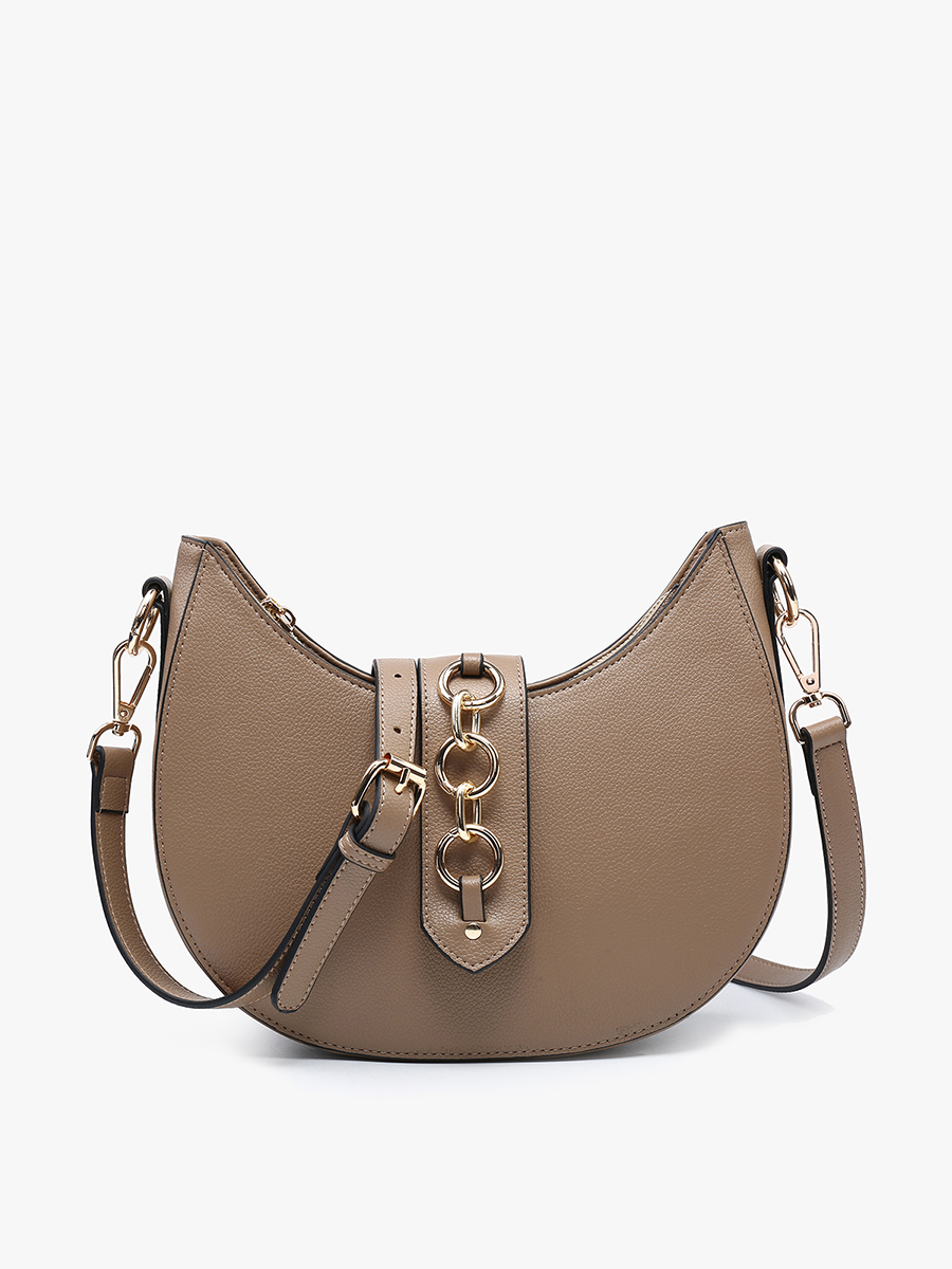 EH2450 Euphemia Half-Moon Crossbody w/ Metal Ring: Off White