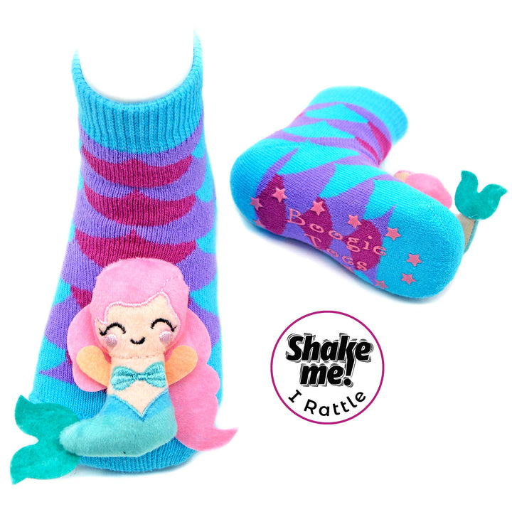 Rainbow Mermaid Boogie Toes - Baby Rattle Socks: 1 - 2 Y