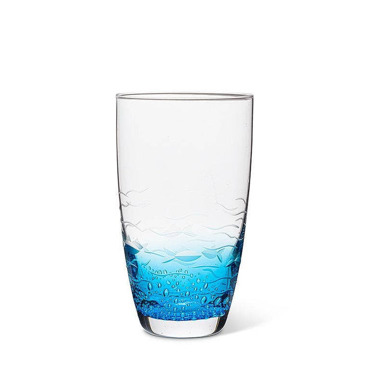 Blue/Clear Fish Cut Glassware: Stemless Goblet (18oz)