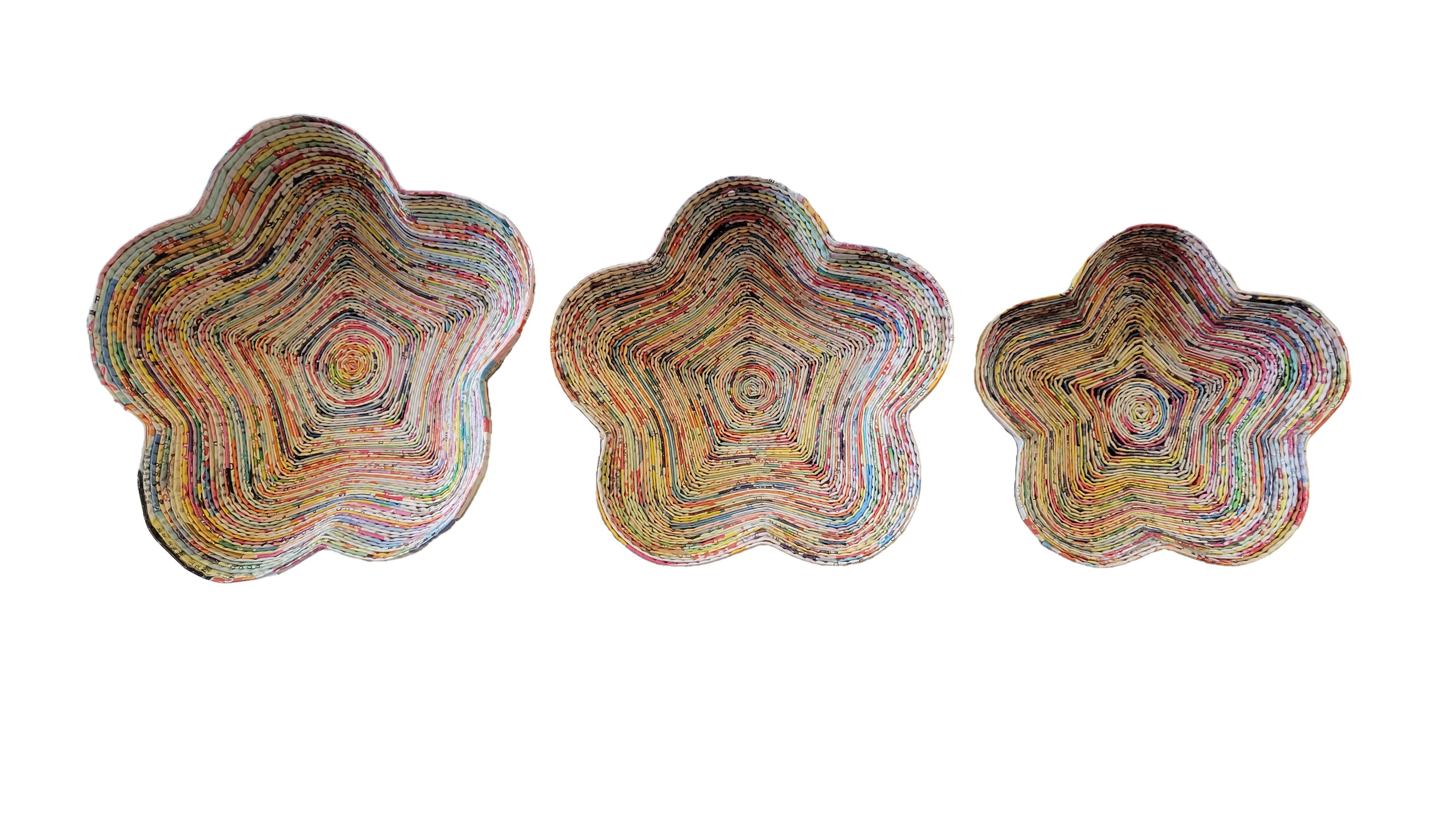 Flower Dish - Set Of 3 - Recycled Paper: Single