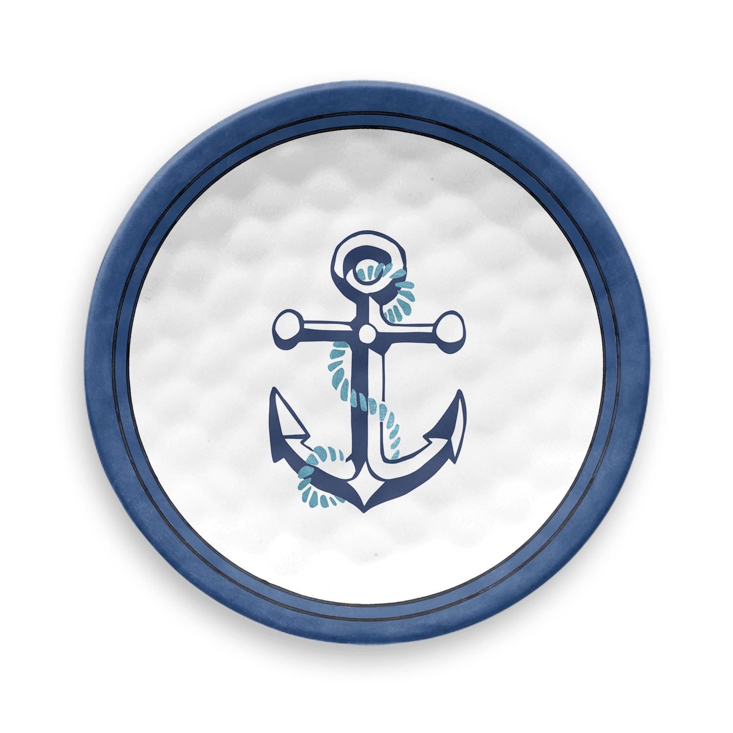 Nautical Anchor Serveware,100% Melamine,BPA free,Food Safe: Assorted Appetizer Plate, Set of 4, 6.8"